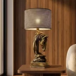 Horse Head Lamp Antique Gold Finish