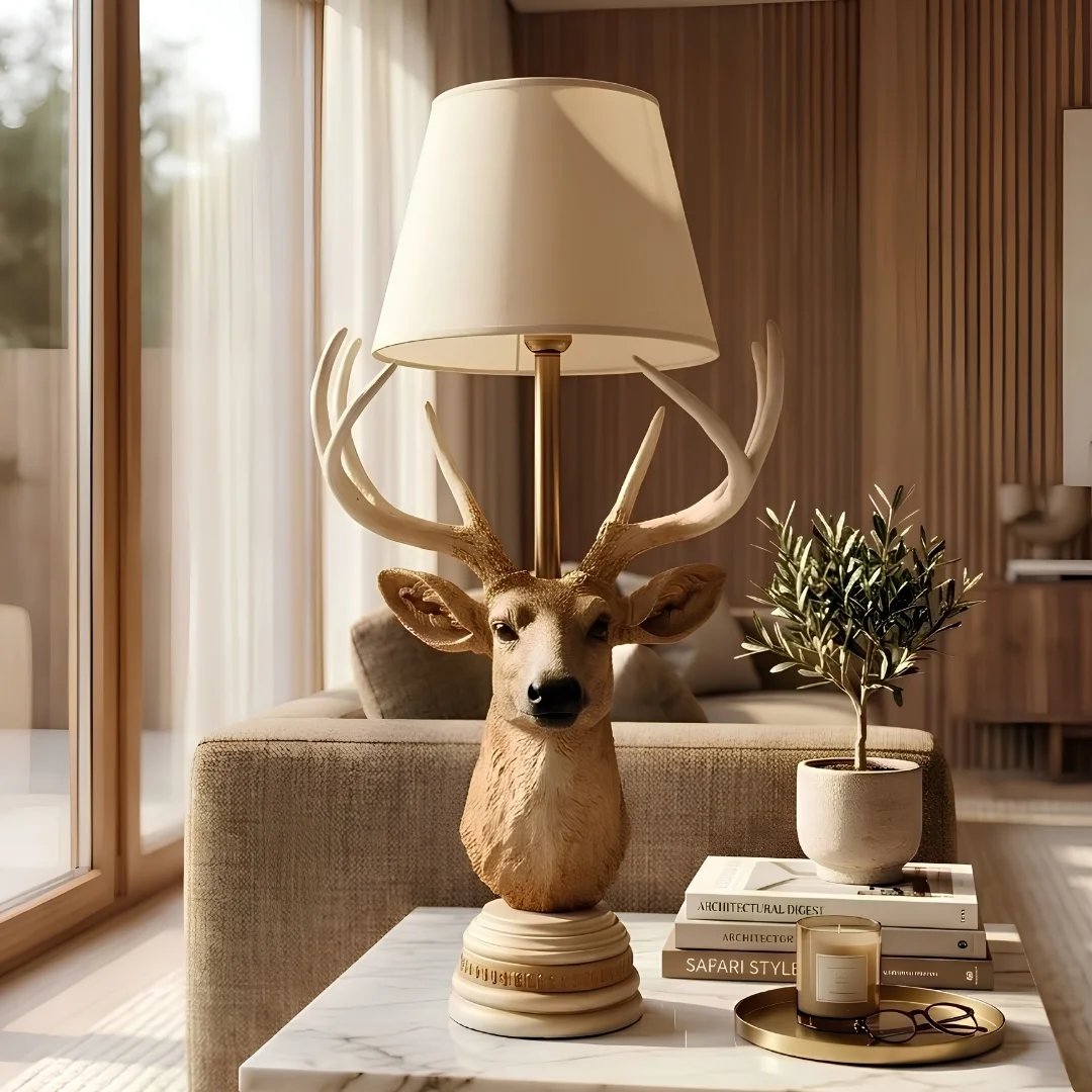 deer-bust-lamp-for-living-room-2.webp Deer Head Lamp in Natural Finish - Image 1