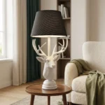 Deer Head Table Lamp White Finish - Image 3