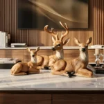 Deer Family Figurines 3-Piece Brown