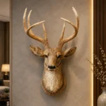 Deer Head Sculpture Natural Brown Finish