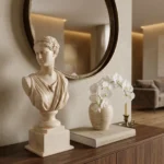 Lady Diana Bust Statue Beige Marble Finish - Image 3