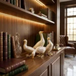 Duck Family Figurine Set Gold White Finish - Image 4