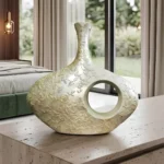 Embossed Floral Vase Off-White Finish