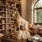 Markhor Statue Figurine Antique Gold