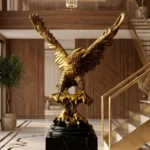 Eagle Statue Sculpture in Antique Gold
