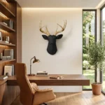 Deer Head Sculpture Black Gold - Image 3