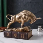 Bull Statue Figurine Golden Finish
