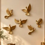 Flying Doves Wall Decor Set Golden