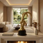 Ibex Head Statue in Golden Finish - Image 3
