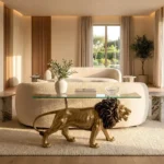 Lion Coffee Table Gold Finish - Image 4