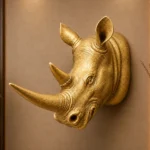 Rhino Head Sculpture Gold Finish