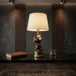 Wolf Head Table Lamp Gold Finish - Image 4