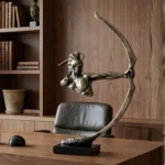 Archer Warrior Sculpture Antique Bronze