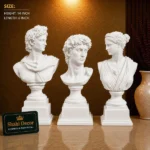 Classical Bust Statues Set of 3 White Finish - Image 2