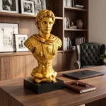 Alexander Great Bust Statue Gold