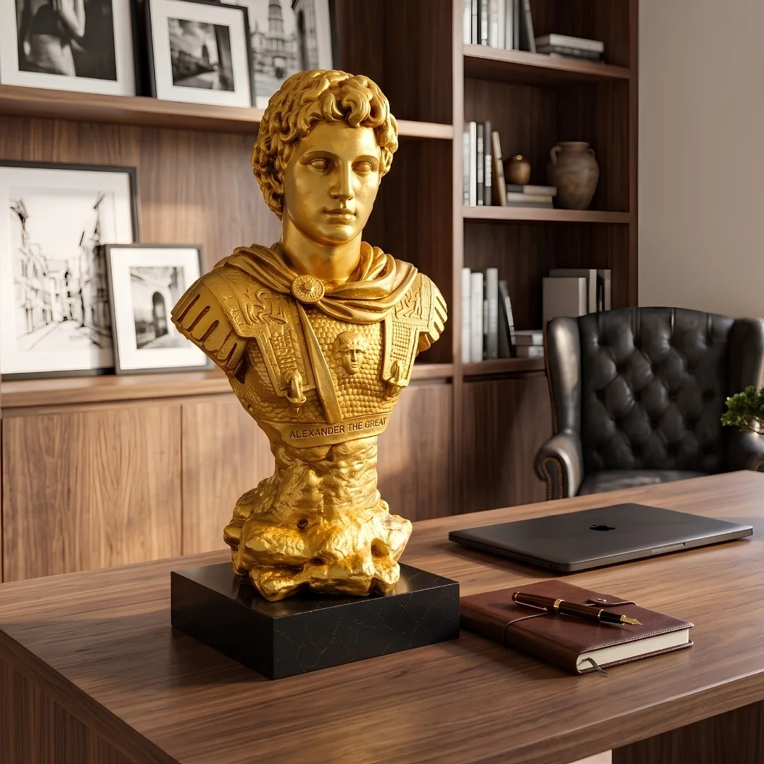 greek-warrior-bust-home-decor-1-2.webp Alexander Great Bust Statue Gold - Image 1