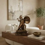 Spartan Warrior Statue Antique Bronze Finish - Image 3