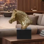 Horse Head Sculpture Antique Gold