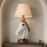 Horse Head Lamp White Bronze Finish