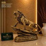 Lion Statue Sculpture Antique Gold - Image 2