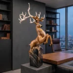 Deer Statue Decor Natural Brown