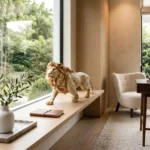 Lion Figurine Statue in Cream Finish - Image 4