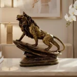 Lion Statue Sculpture Antique Gold