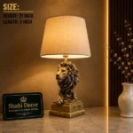Lion Statue Lamp Antique Gold Finish - Image 2