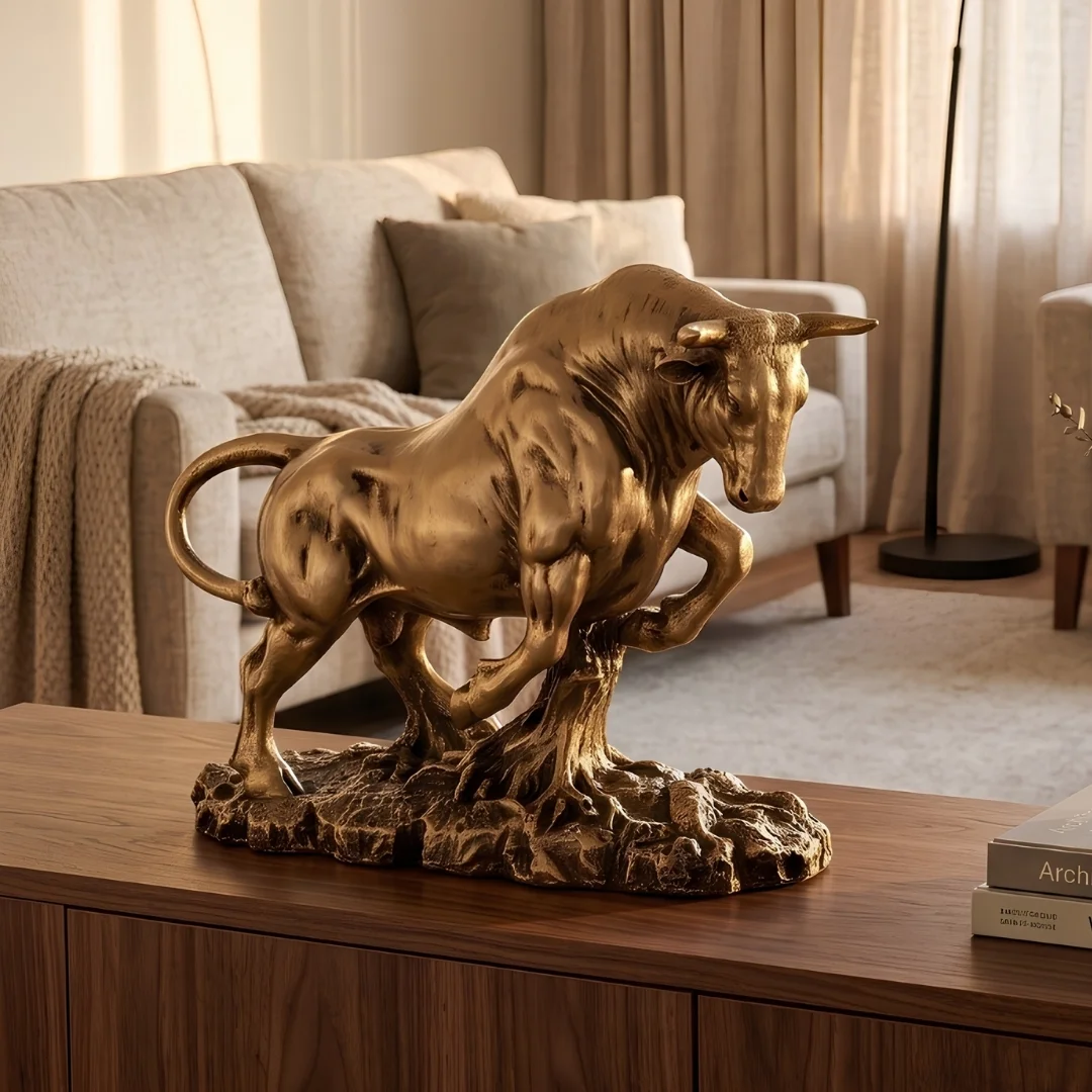luxury-bull-statue-for-office-1-2.webp Charging Bull Statue Antique Bronze Finish - Image 1
