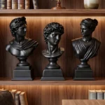 Greek Bust Sculptures Set, Matte Black