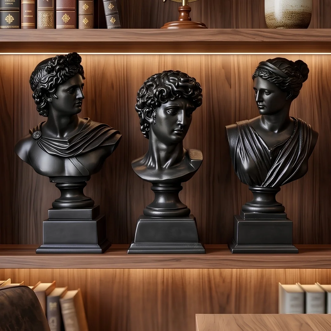 luxury-bust-sculptures-for-office-2.webp Greek Bust Sculptures Set, Matte Black - Image 1