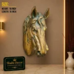 Horse Head Sculpture Antique Golden Finish - Image 2