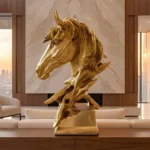 Horse Head Sculpture in Gold Finish