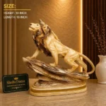Majestic Lion Statue Golden Beige - Image 2