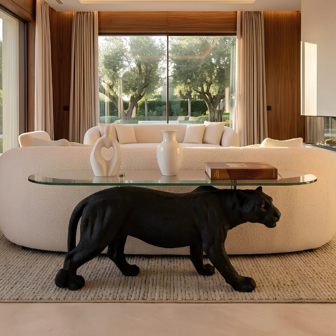 luxury-panther-hallway-table-2.webp Panther Coffee Table Matte Black Finish - Image 1