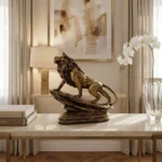 Lion Statue Sculpture Antique Gold - Image 3