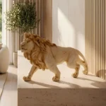 Lion Figurine Statue in Cream Finish