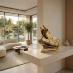 Majestic Lion Statue Golden Beige - Image 3