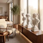 Classical Bust Statues Set of 3 White Finish - Image 4