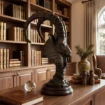 Ibex Head Sculpture Bronze Finish