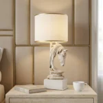 Horse Head Table Lamp Cream Gold - Image 3