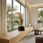Ibex Head Statue in Golden Finish - Image 4