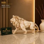 Lion Figurine Statue in Cream Finish - Image 2