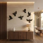 Flying Bird Wall Decor 6-Piece Black - Image 3
