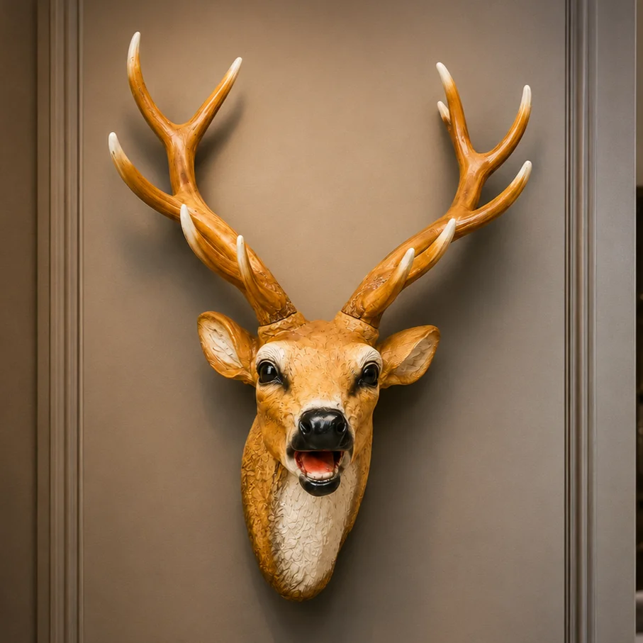 resin-deer-head-wall-art-1-2.webp Deer Head Mount Brown White Finish - Image 1