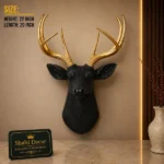 Deer Head Sculpture Black Gold - Image 2