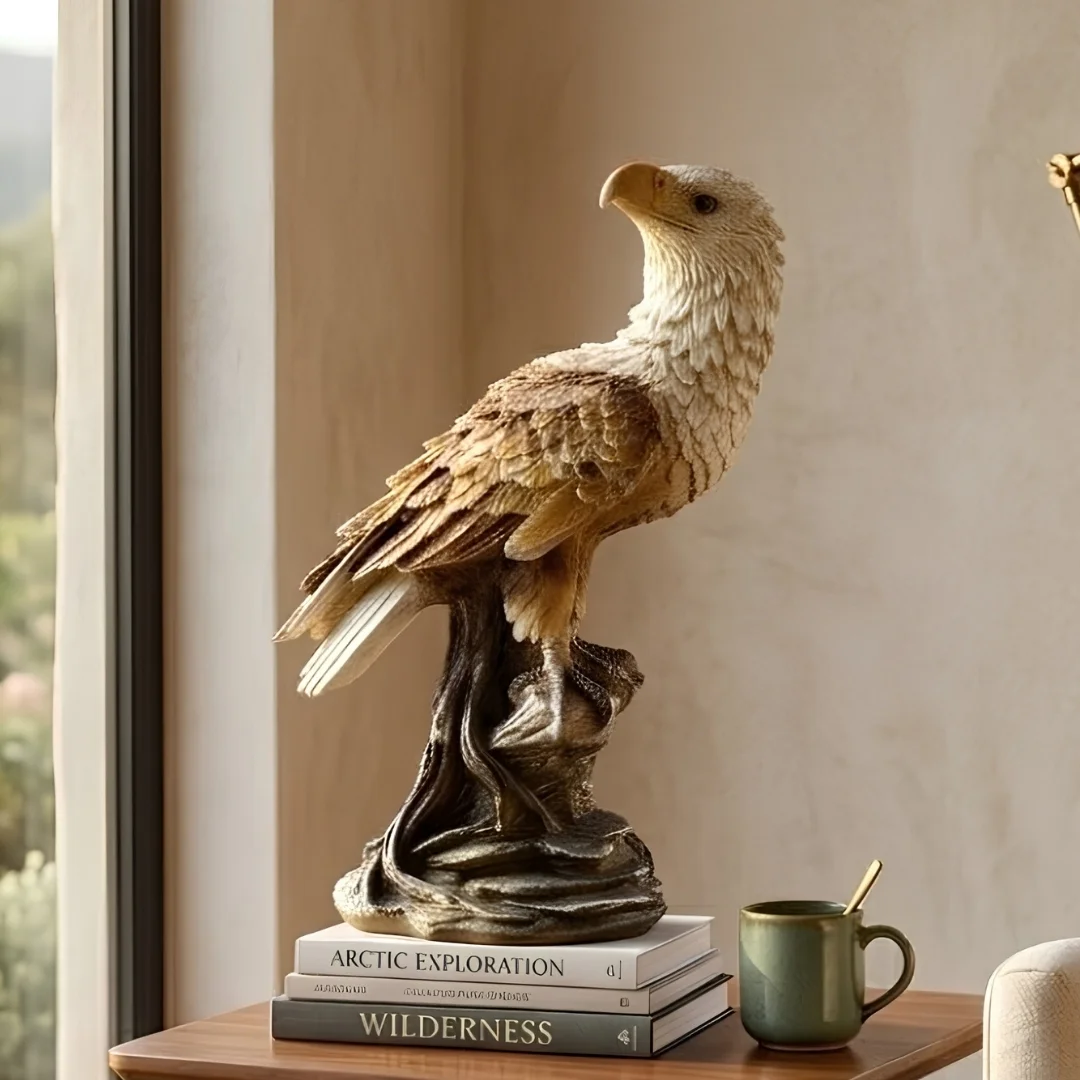 resin-eagle-figurine-2.webp Eagle Bird Sculpture Antique Brown - Image 1