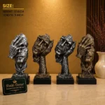 Abstract Face Sculpture 4-Piece Silver Bronze - Image 2