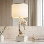Horse Head Table Lamp Cream Gold